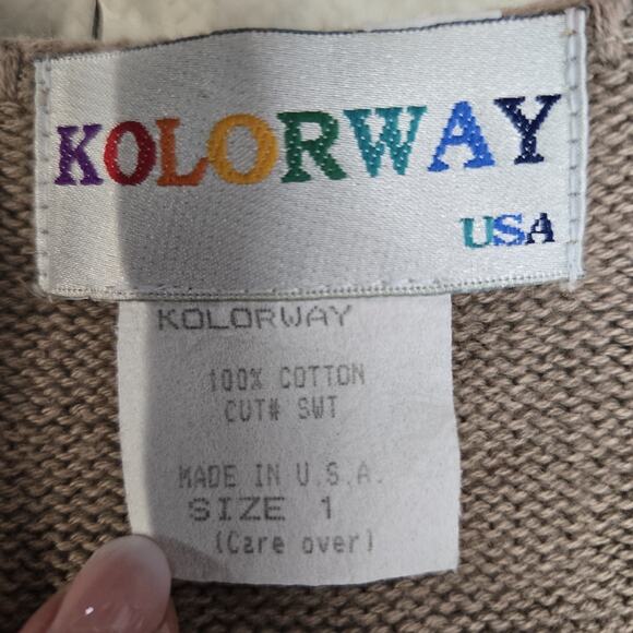 Vintage Sweater Women 1 (L XL) Handpainted Tiger Elephant 3D Flowers Tan Cropped - Picture 7 of 12